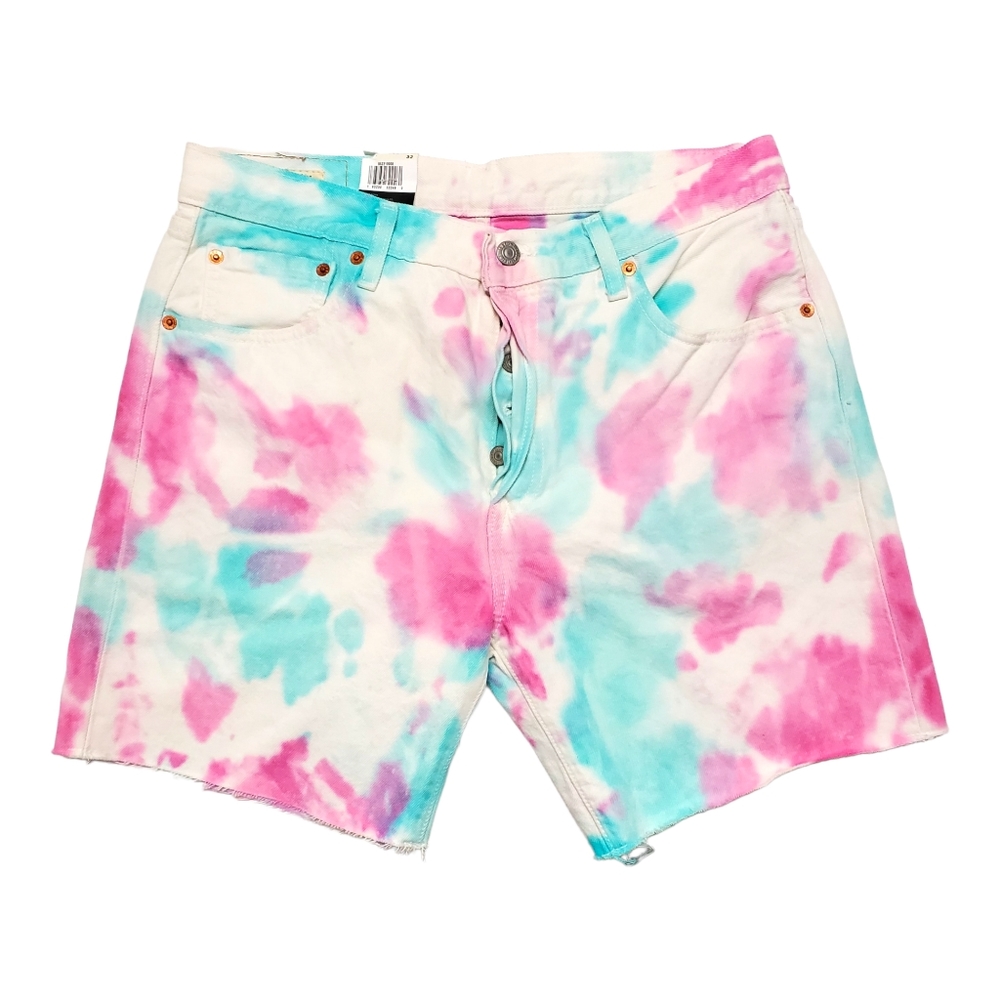 🆕️ LEVI'S 501 Shorts '93 PRIDE Tie Dye Button Fly Cut Off 2020 LGBTQ